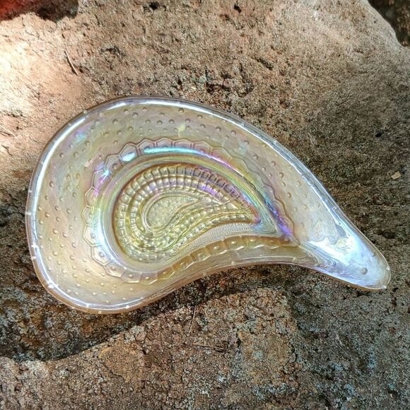 Vintage Paisley Glass Candy Snack Dishes Set of 3 - Picture 6 of 7